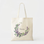 Lavender eucalyptus greenery floral name script tote bag (Voorkant)