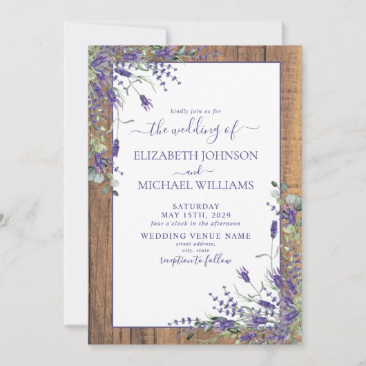 Lavender Eucalyptus Greenery Foto Weddenschap Kaart (Voorkant)