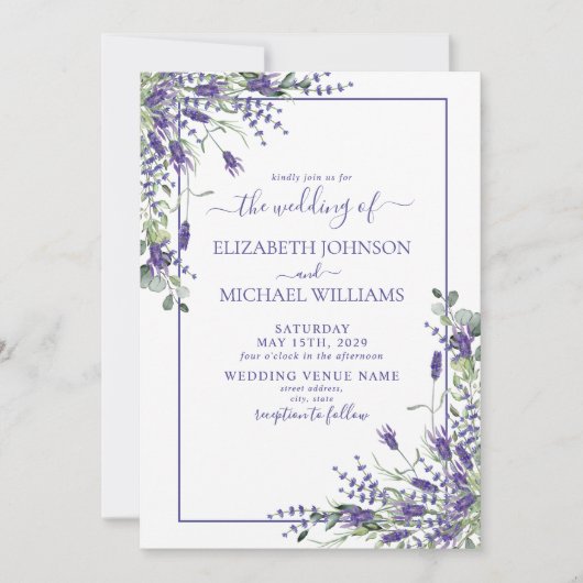Lavender Eucalyptus Greenery Foto Weddenschap Kaart (Voorkant)