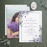 Lavender Eucalyptus Greenery Foto Weddenschap Kaart<br><div class="desc">Creëer de perfecte trouwuitnodiging met dit prachtige ontwerp van de waterverf met lavender en eucalyptus botanical greenery design, met handgeschreven scripttypografie en je favoriete verloving foto aan de achterkant. Een deel van een trouwsuite waarvan we hopen dat je er zoveel van houdt als we doen: https://www.zazzle.com/collections/lavender_eucalyptus_floral_wood_wedding-119193107197450251 Hartelijk dank voor het...</div>