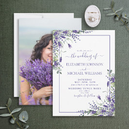 Lavender Eucalyptus Greenery Foto Weddenschap Kaart