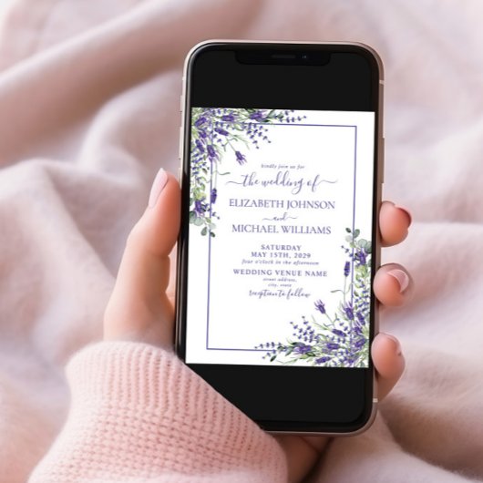 Lavender Eucalyptus Greenery Foto Weddenschap Kaart