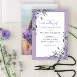 Lavender Eucalyptus Greenery Foto Wedding Invitat Kaart