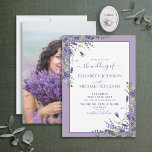 Lavender Eucalyptus Greenery Foto Wedding Invitat Kaart<br><div class="desc">Creëer de perfecte trouwuitnodiging met dit prachtige ontwerp van de waterverf met lavender en eucalyptus botanical greenery design, met handgeschreven scripttypografie en je favoriete verloving foto aan de achterkant. Een deel van een trouwsuite waarvan we hopen dat je er zoveel van houdt als we doen: https://www.zazzle.com/collections/lavender_eucalyptus_floral_wood_wedding-119193107197450251 Hartelijk dank voor het...</div>
