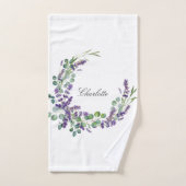 Lavender eucalyptus greenery name script bad handdoek (Handdoek)