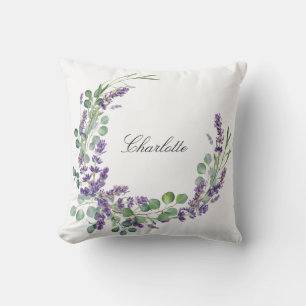 Lavender eucalyptus greenery name script buitenkussen