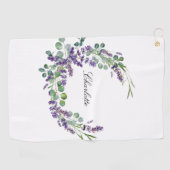 Lavender eucalyptus greenery name script golfhanddoek (Horizontaal)