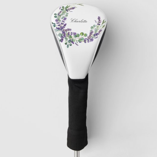 Lavender eucalyptus greenery name script golfheadcover (Voorkant)