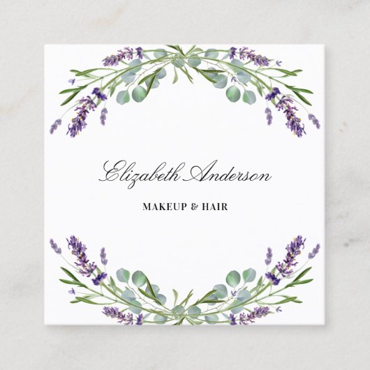 Lavender eucalyptus greenery QR code Vierkante Visitekaartje (Voorkant)