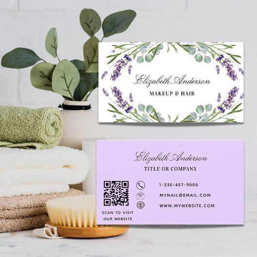 Lavender eucalyptus greenery QR code Visitekaartje
