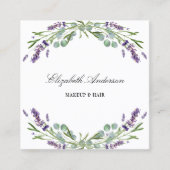 Lavender eucalyptus greenery violet QR-code Vierkante Visitekaartje (Voorkant)