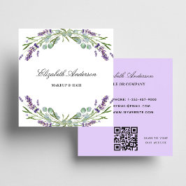Lavender eucalyptus greenery violet QR-code Vierkante Visitekaartje