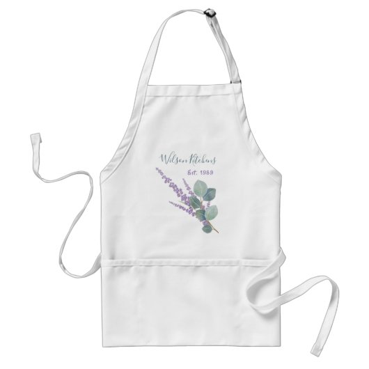 Lavender Eucalyptus Kitchen of Gardening Bib Schor Standaard Schort (Voorkant)