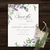 Lavender Eucalyptus Leafy Bunch Save the Date Kaar Bedankkaart