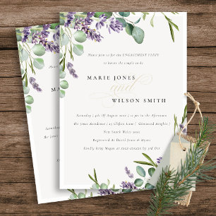 Lavender Eucalyptus Leafy Bunch Verloving Invite Bedankkaart