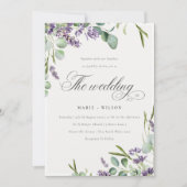 Lavender Eucalyptus Leafy Bunch Wedding Invite Bedankkaart (Voorkant)