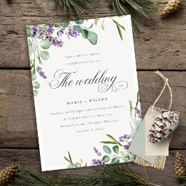 Lavender Eucalyptus Leafy Bunch Wedding Invite Bedankkaart