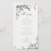 Lavender Eucalyptus Leafy Bunch Wedding Menu Kaart (Voorkant)