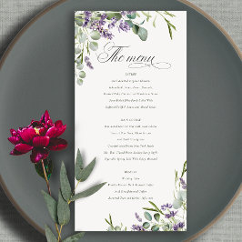 Lavender Eucalyptus Leafy Bunch Wedding Menu Kaart
