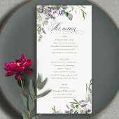 Lavender Eucalyptus Leafy Bunch Wedding Menu Kaart