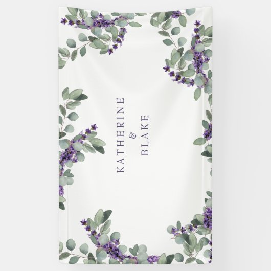 Lavender & Eucalyptus Names Wedding Spandoek (Verticaal)