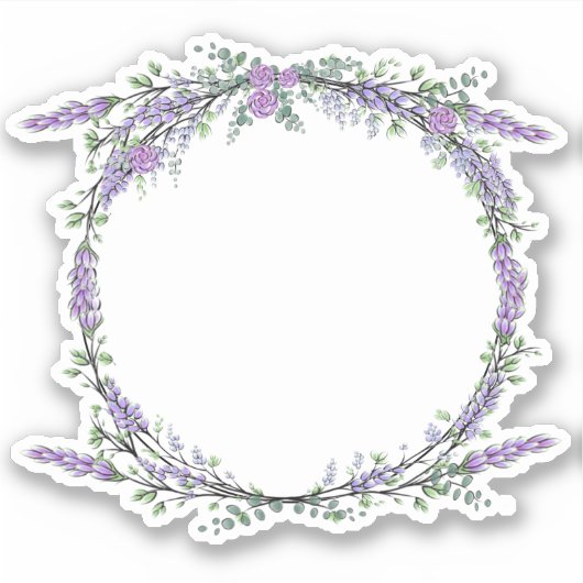 Lavender Eucalyptus paarse waterverf rozen Sticker (Voorkant)