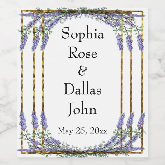 Lavender Eucalyptus | romantisch botanisch Wijn Etiket (Enkel label)