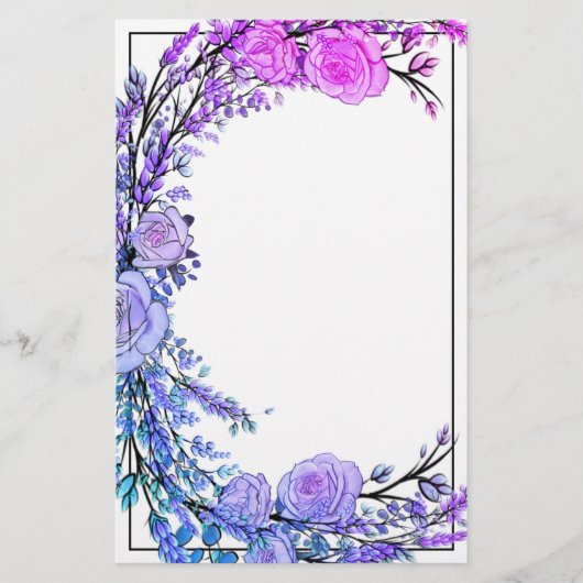 Lavender, Eucalyptus, roze paarse blauwgroen rozen Briefpapier (Voorkant)