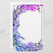 Lavender, Eucalyptus, roze paarse blauwgroen rozen Briefpapier (Voorkant / Achterkant)