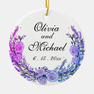 Lavender, Eucalyptus, roze paarse blauwgroen rozen Keramisch Ornament