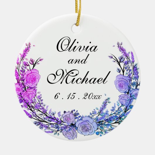 Lavender, Eucalyptus, roze paarse blauwgroen rozen Keramisch Ornament (Voorkant)