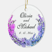 Lavender, Eucalyptus, roze paarse blauwgroen rozen Keramisch Ornament (Links)