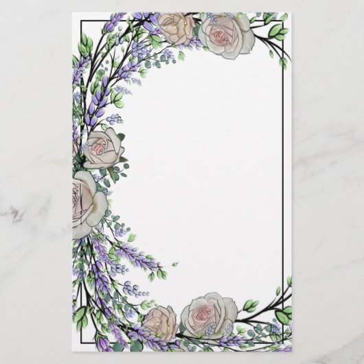 Lavender, Eucalyptus, roze rozen Briefpapier (Voorkant)