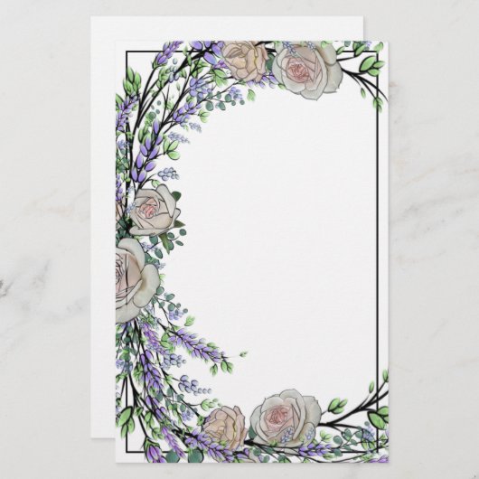 Lavender, Eucalyptus, roze rozen Briefpapier (Voorkant / Achterkant)