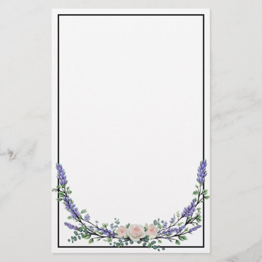 Lavender Eucalyptus roze rozen Briefpapier (Voorkant)