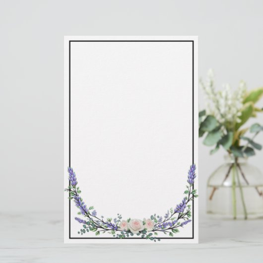 Lavender Eucalyptus roze rozen Briefpapier (Staand voorkant)