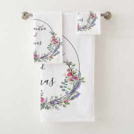 Lavender Eucalyptus roze rozen waterverf Bad Handdoek