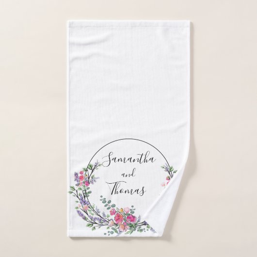 Lavender Eucalyptus roze rozen waterverf Bad Handdoek (Handdoek)