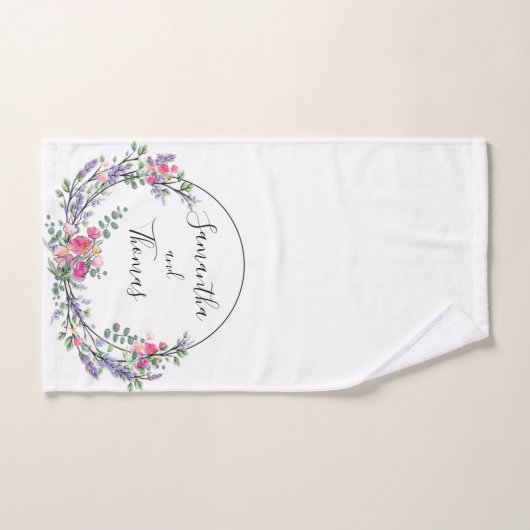 Lavender Eucalyptus roze rozen waterverf Bad Handdoek (Handdoek)