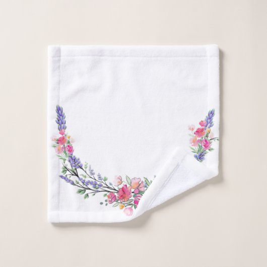 Lavender Eucalyptus roze rozen waterverf Bad Handdoek (Wasdoekje)