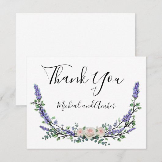 Lavender Eucalyptus roze witte rozen Bedankkaart (Voorkant / Achterkant)