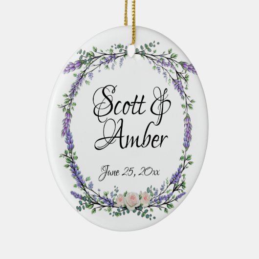 Lavender Eucalyptus roze witte rozen Keramisch Ornament (Rechts)