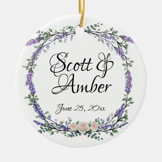 Lavender Eucalyptus roze witte rozen Keramisch Ornament (Voorkant)