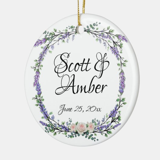 Lavender Eucalyptus roze witte rozen Keramisch Ornament (Links)