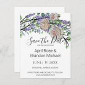 Lavender Eucalyptus roze witte rozen Sparen de Dat Save The Date (Voorkant / Achterkant)