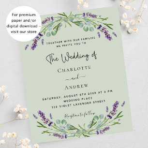 Lavender eucalyptus sage budget bruiloft uitnodigi flyer