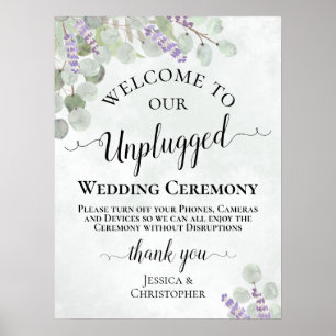 Lavender Eucalyptus Unplugged Wedding Ceremony Poster