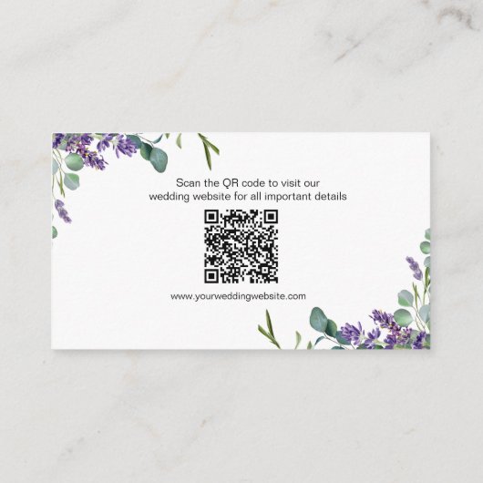 Lavender Eucalyptus Weddenschap met details Informatiekaartje (Achterkant)