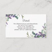 Lavender Eucalyptus Weddenschap met details Informatiekaartje (Voorkant)