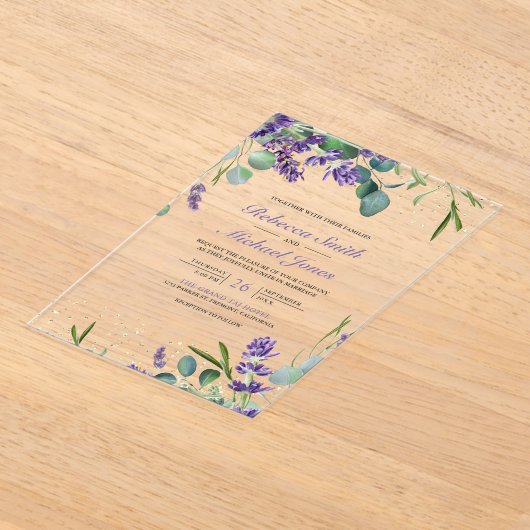 Lavender Eucalyptus Wedding Acryl Uitnodigingen (Laagn)